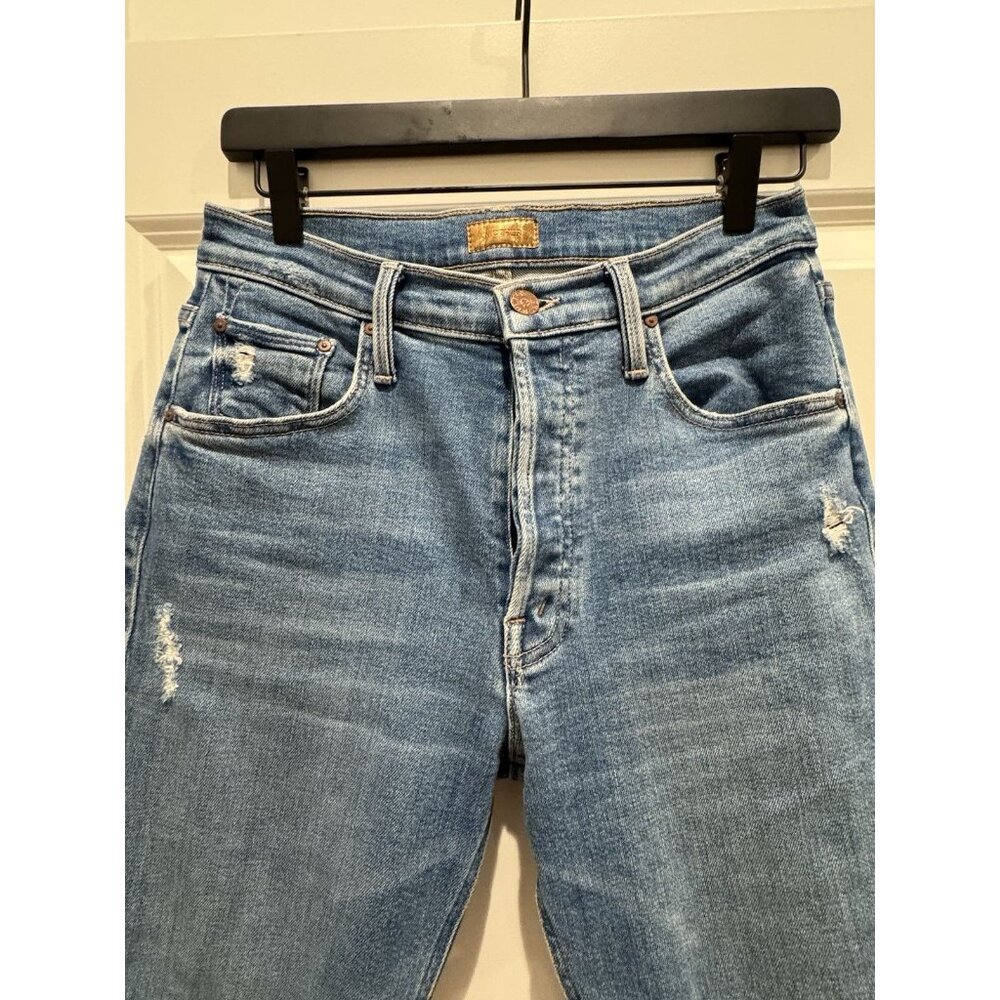 MOTHER The Tripper Ankle Fray Straight Leg Distressed Button Fly Sz 27 - Picture 7 of 12